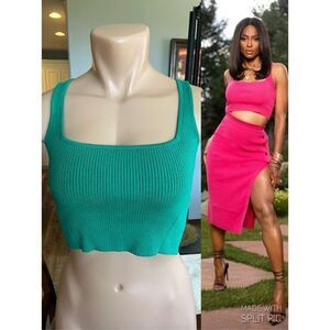 LITA by Ciara Green Ribbed Crop Top M
